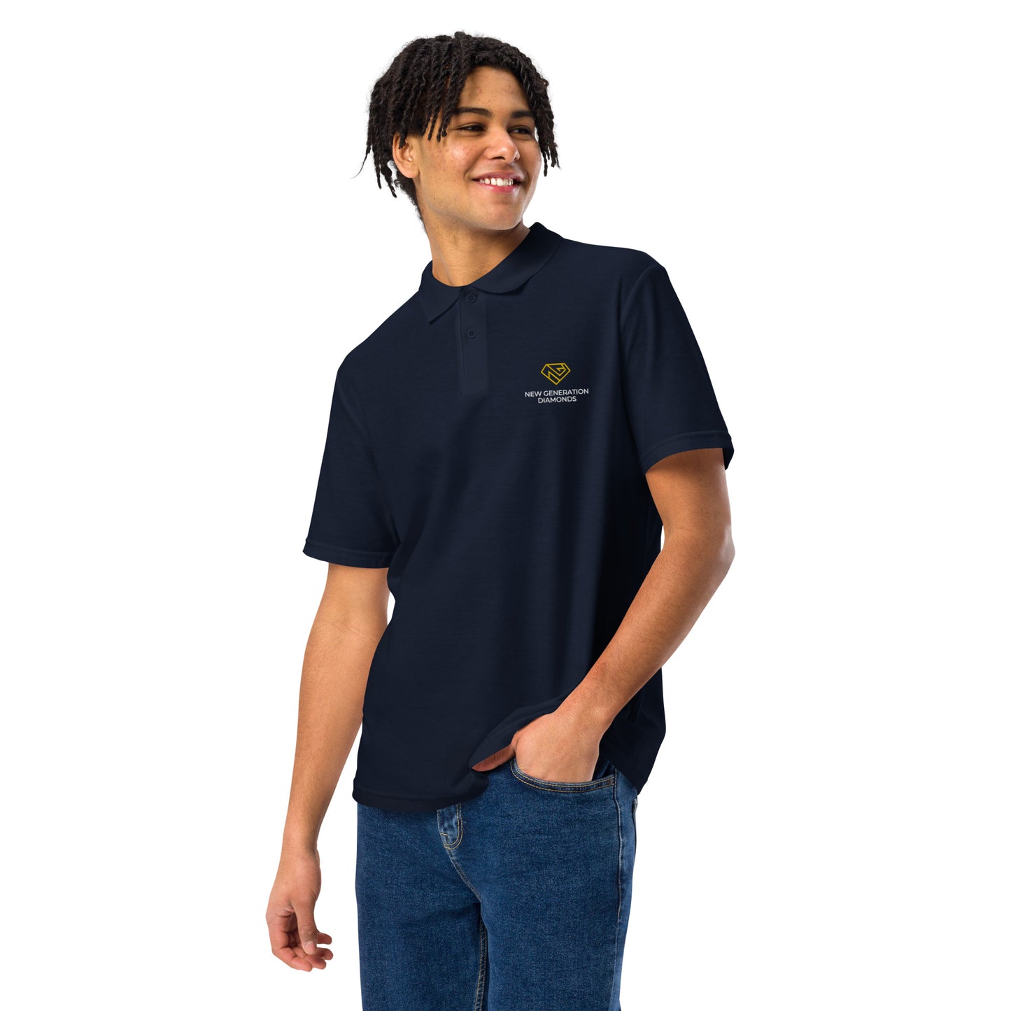 NGD logóval hímzett galléros póló FEKETE/NAVY