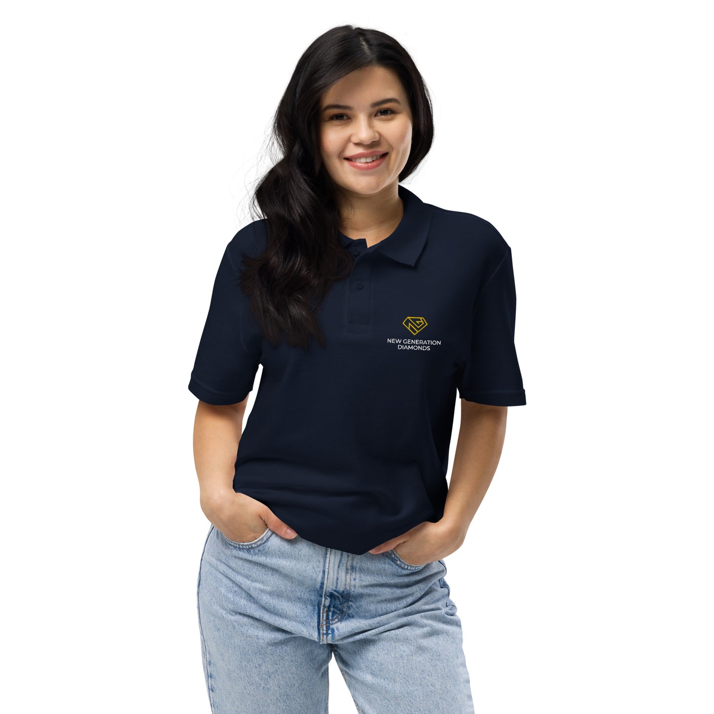 NGD logóval hímzett galléros póló FEKETE/NAVY