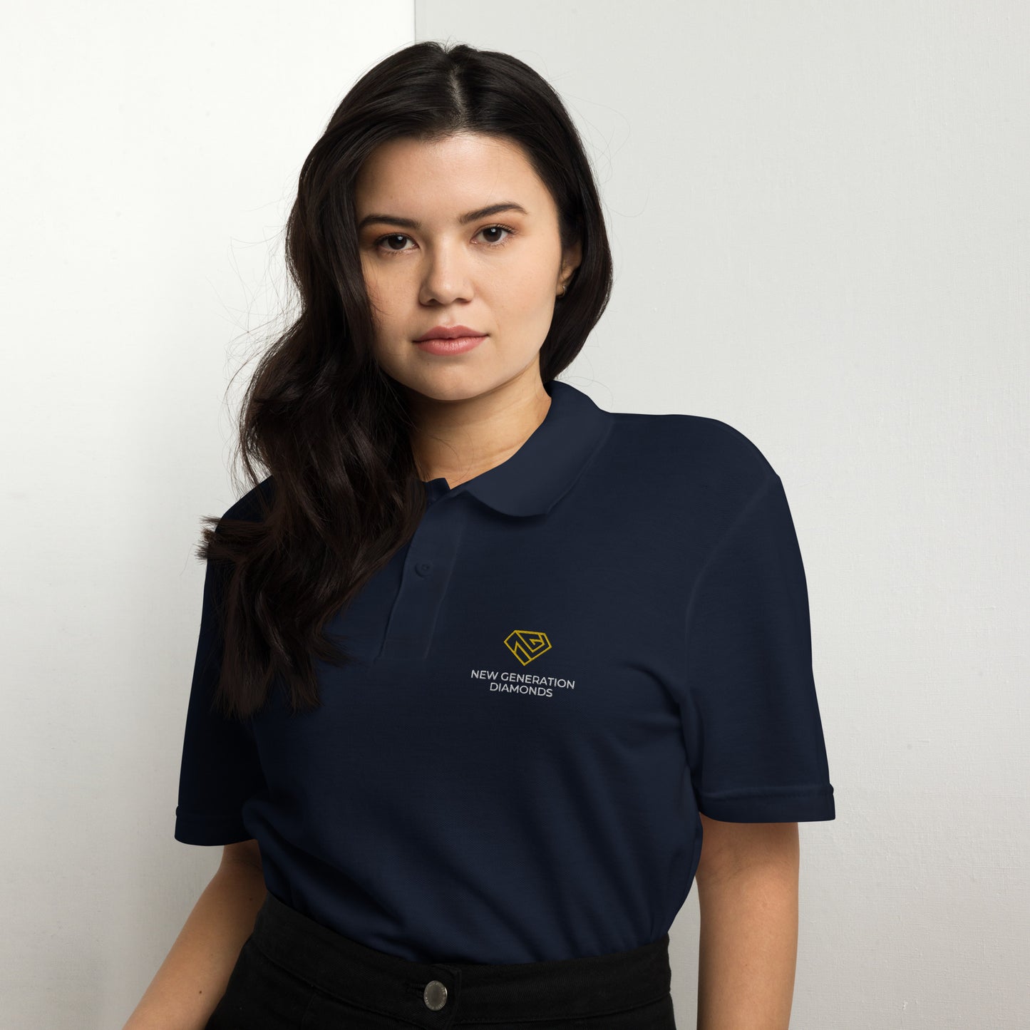 NGD logóval hímzett galléros póló FEKETE/NAVY