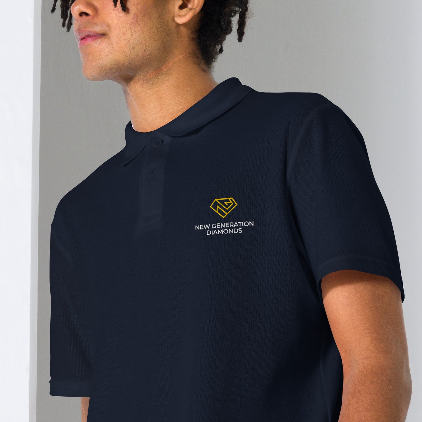 NGD logóval hímzett galléros póló FEKETE/NAVY