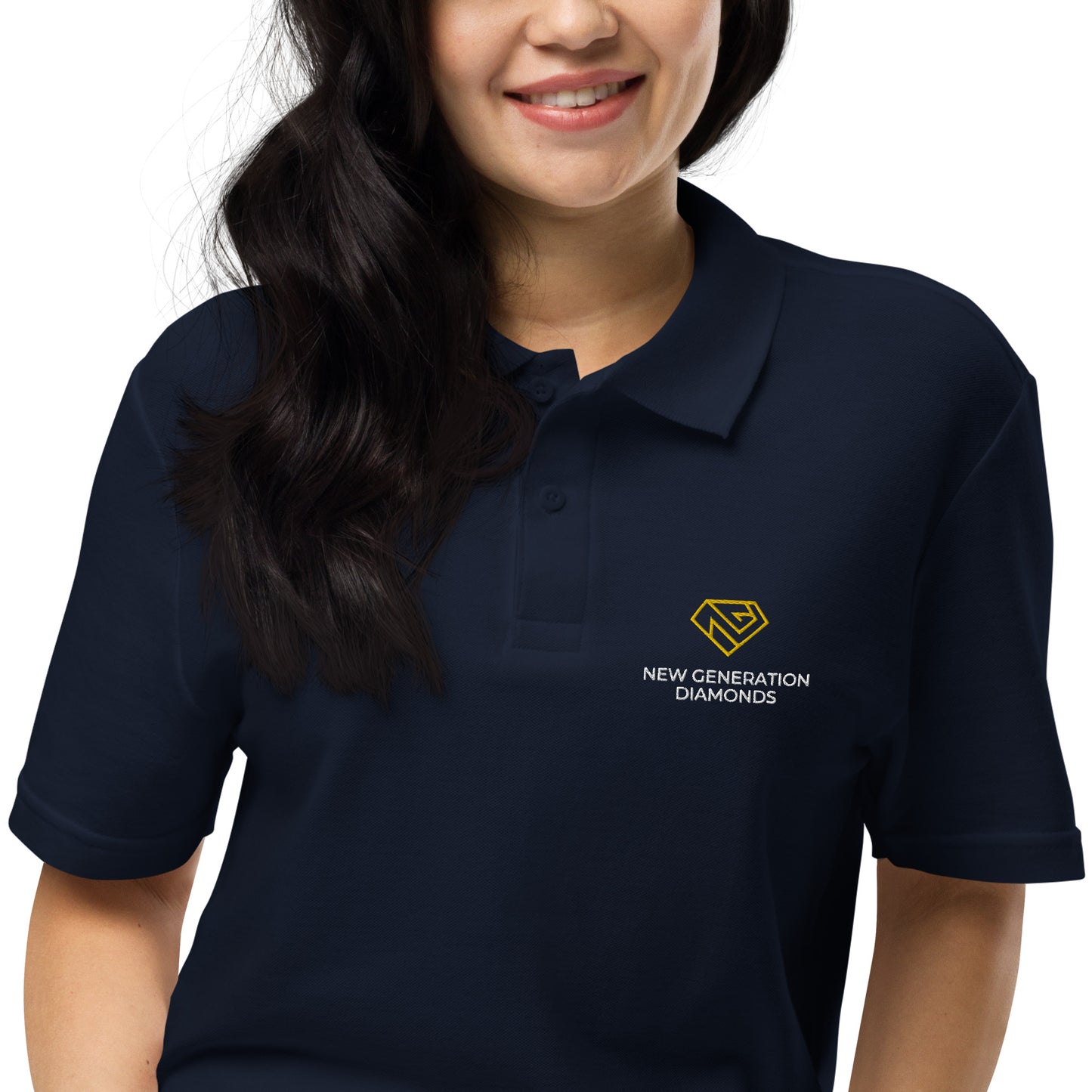 NGD logóval hímzett galléros póló FEKETE/NAVY